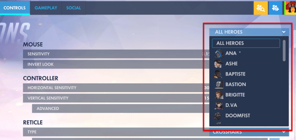 heroes settings overwatch