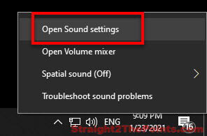 Open sound settings in Windows 10
